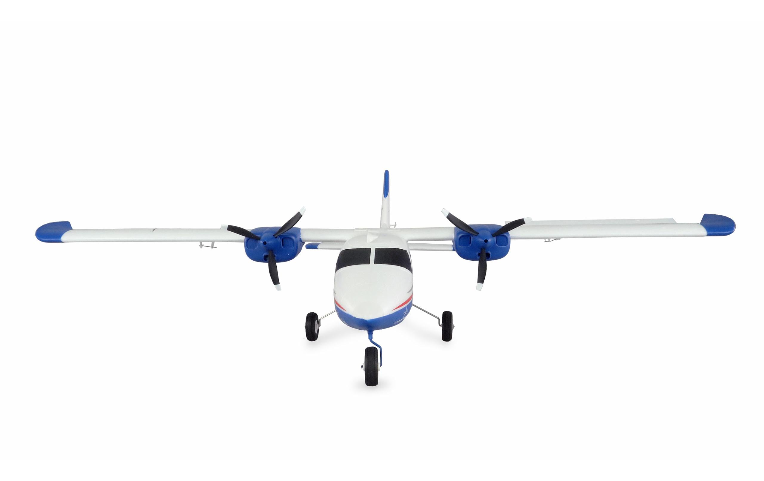 Motorflugzeug P68 Hochdecker 850 mm Blau, PNP<br>Zweimotoriges Trainer-Flugmodell
