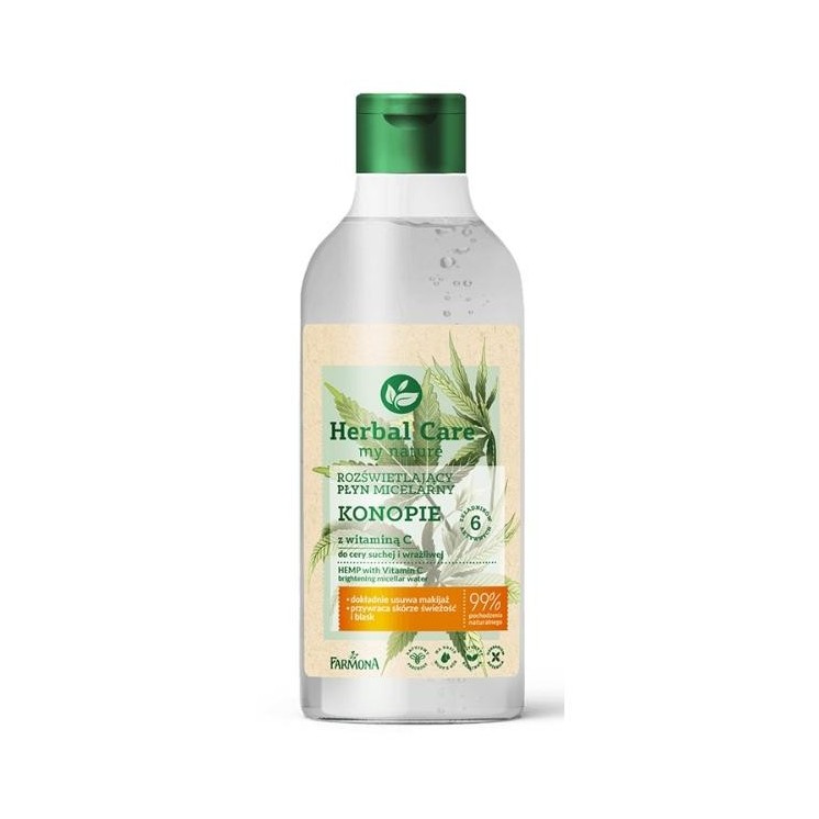 Farmona Herbal Care verlichtende micellaire vloeistof Hennep met Vitamine C voor zeer droge huid 400 ml
