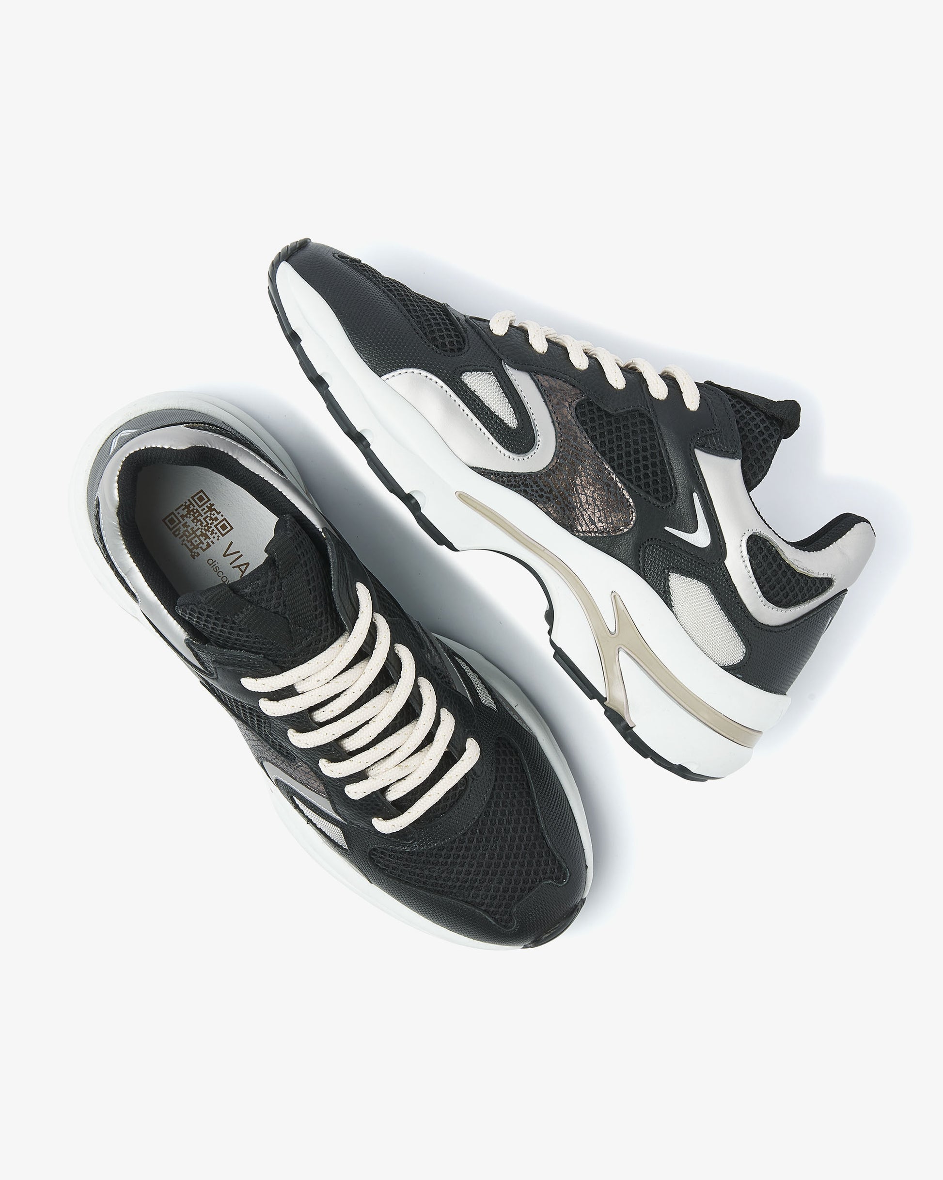 VIA VAI zwarte dames sneakers Vesper Due