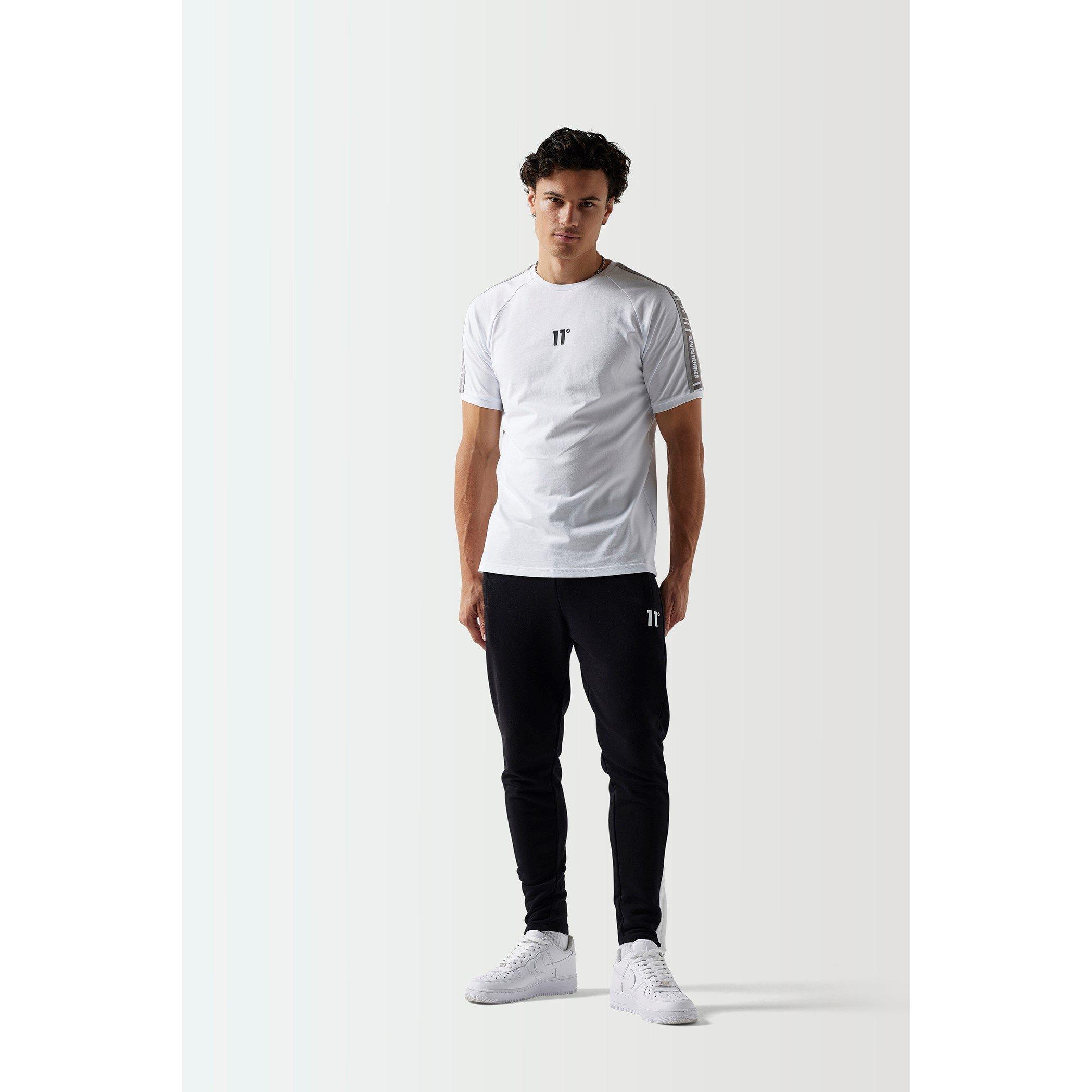 11 Degrees 11D Colour Block Slim Fit Joggers Black  White