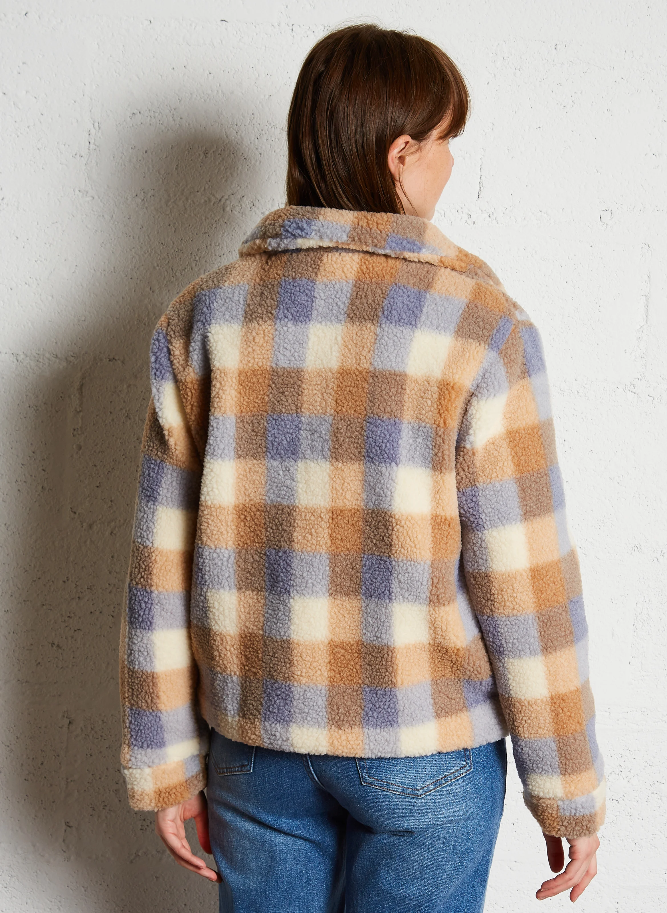 NINA - Manteau col classique droite à carreaux | Multicolore