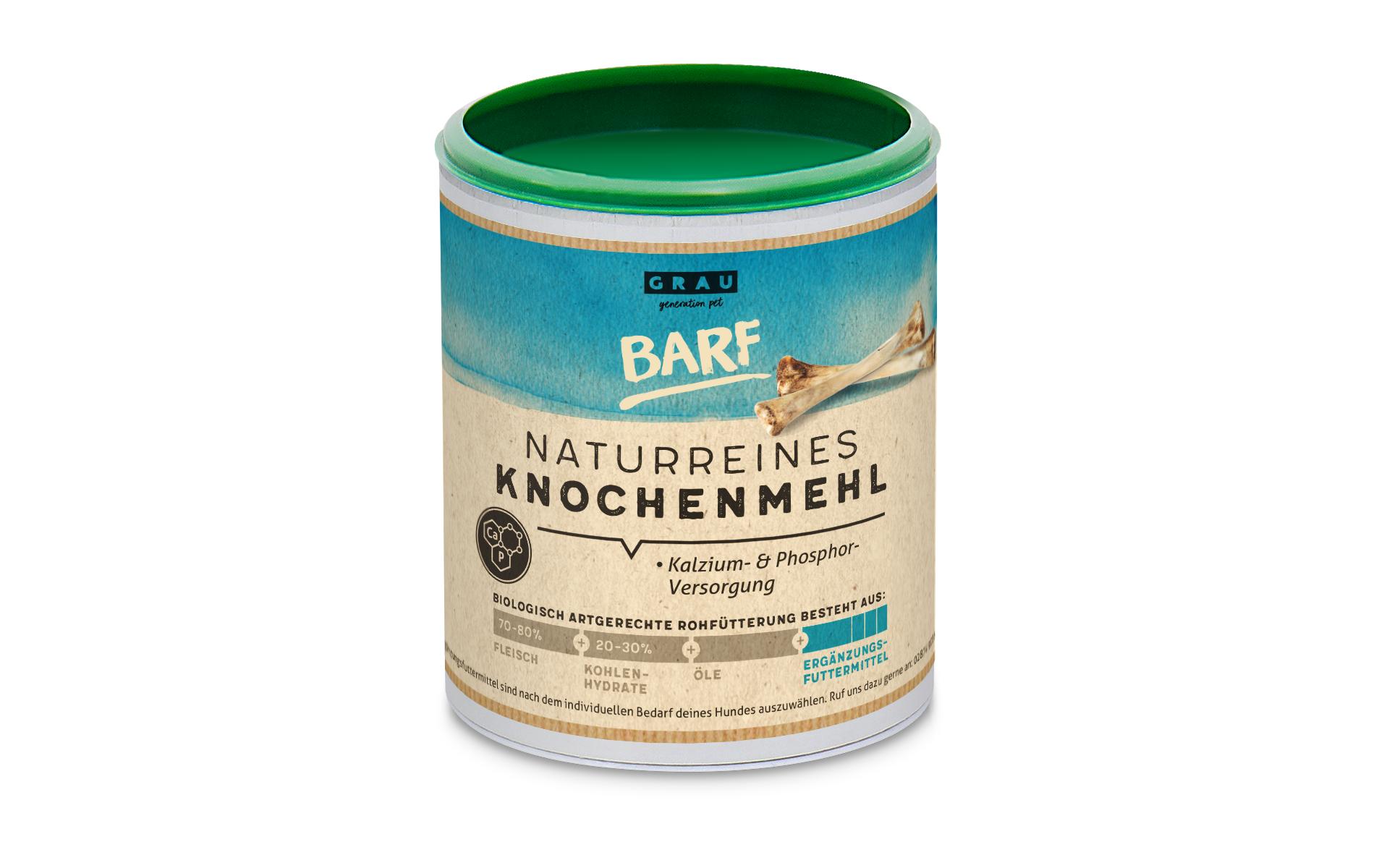 Hunde-Nahrungsergänzung Naturreines Knochenmehl, 400 gEinzelfuttermittel für Hunde und Katzen