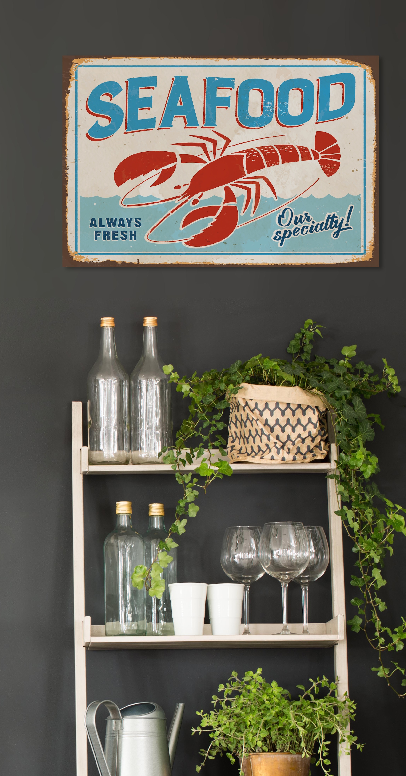 queence Metallbild »SEAFOOD« Restaurant & Cafés Blechschilder