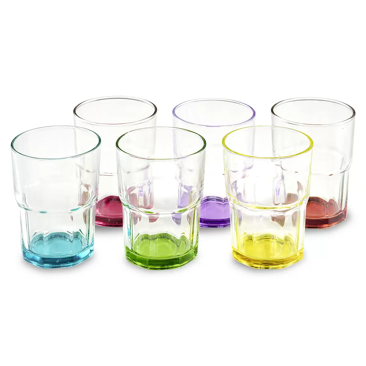 Trinkglas Luca Bessoni blau,gelb,grün,lila,rot,transparent
