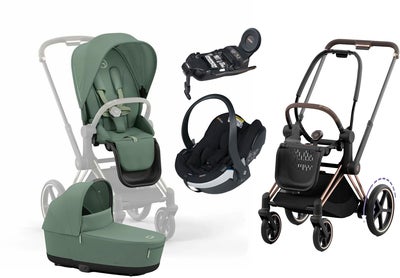 Cybex e-Priam Duovogn inkl. BeSafe iZi Go Modular X2 & Base, Leaf Green/Rose Gold