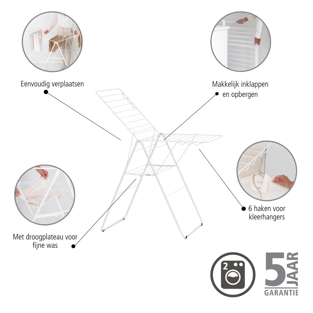 Brabantia HangOn Droogrek 20 Meter - White