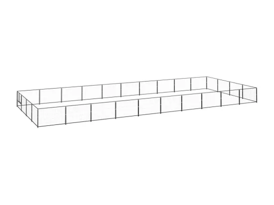 Chenil extérieur cage enclos noire 1000 x 400 x 70 cm 02_0000534