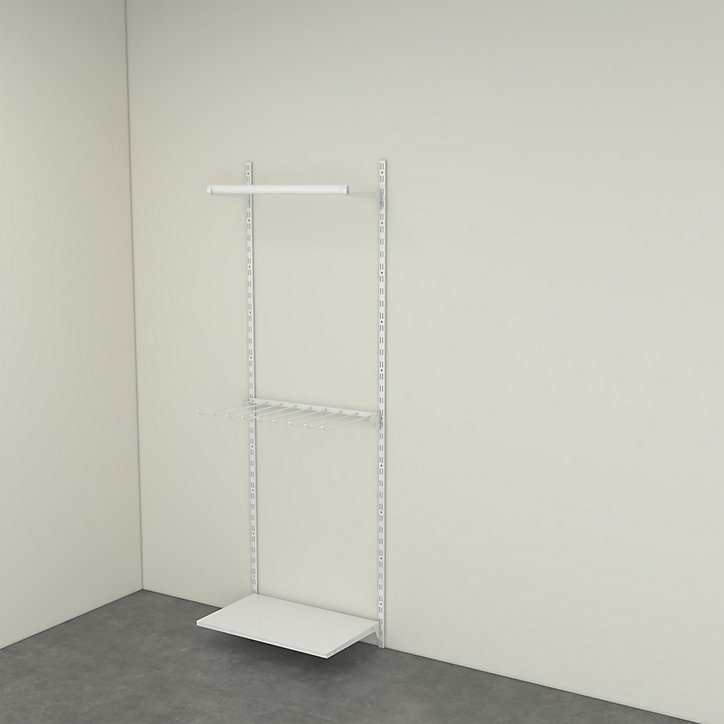 Rangement ouvert mural 1 colonne avec penderie et porte(pantalons H. 200 x L. 66 x P. 40 cm
