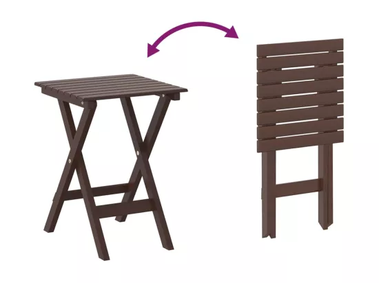 Chaise à bascule avec table pliable marron bois massif peuplier