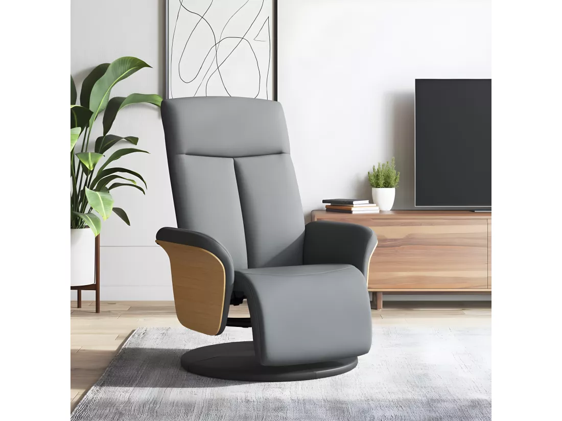 Fauteuil inclinable avec repose-pieds gris clair tissu