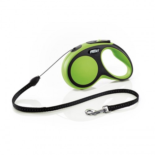 Modelo Flexi com alça extensível, cor verde.