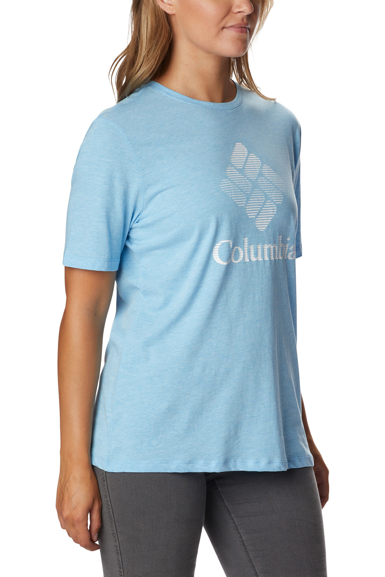 Camiseta feminina Columbia Bluebird Day™ de modelagem solta - Azul Médio