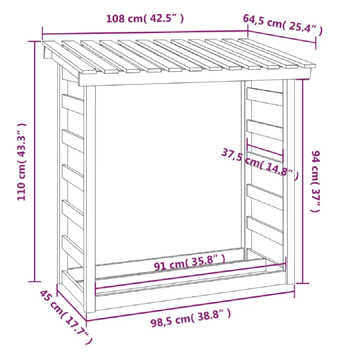 vidaXL Support pour bois de chauffage - Pin