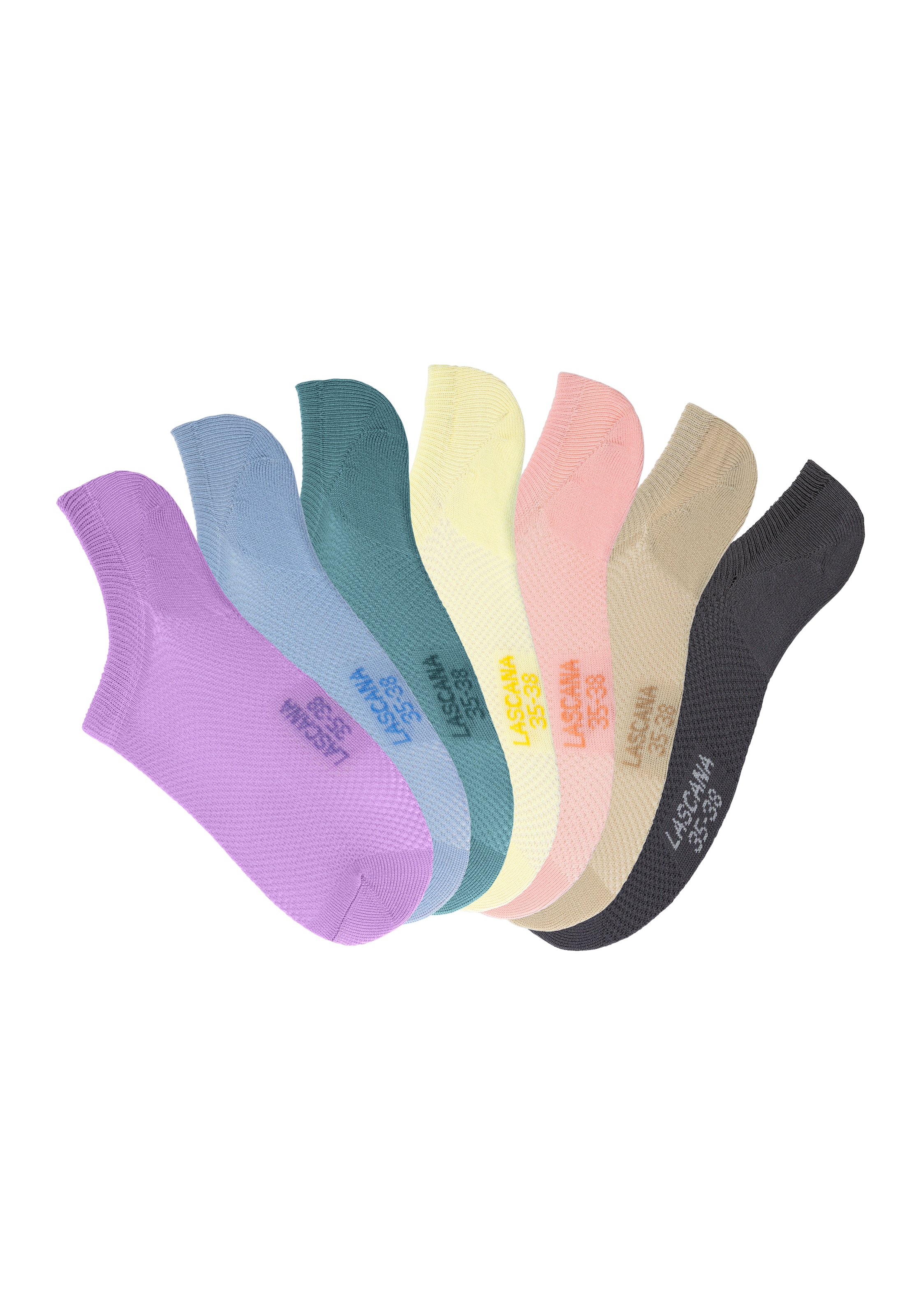 LASCANA ACTIVE Sneakersocken Packung, 7 Stk. tlg. mit Pikeestruktur