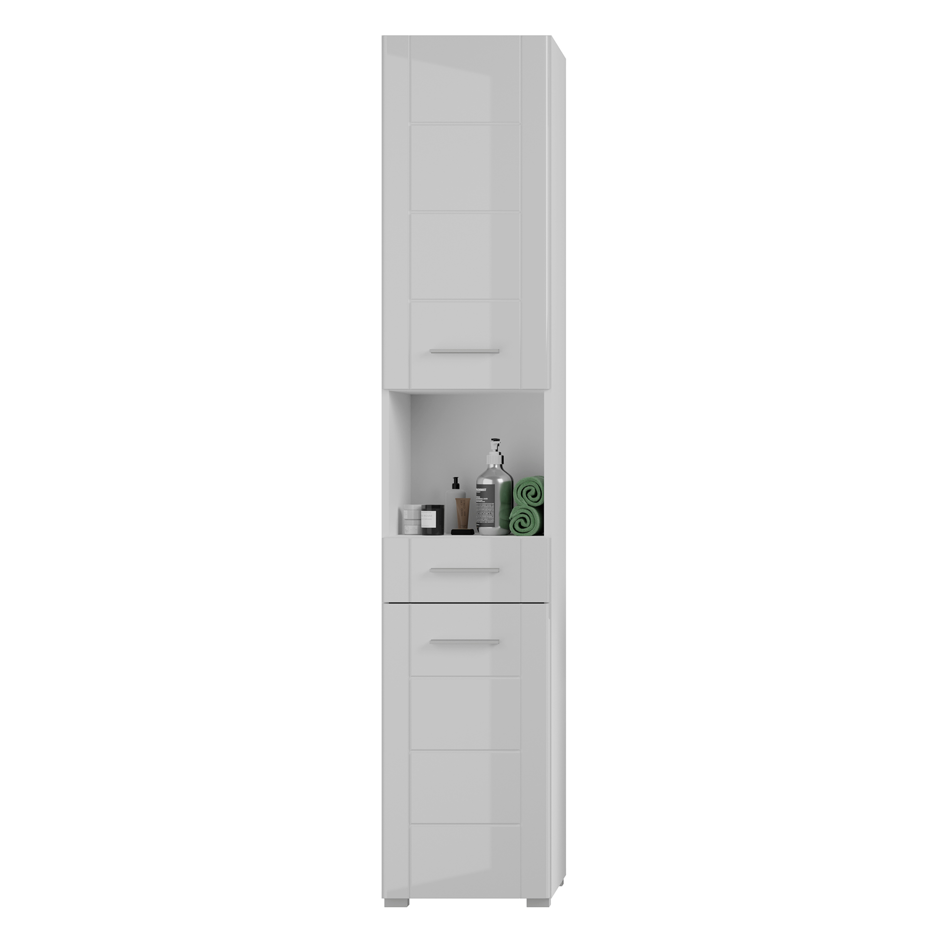 Hochschrank VENICE - weiß Hochglanz-weiß - 190 cm hoch