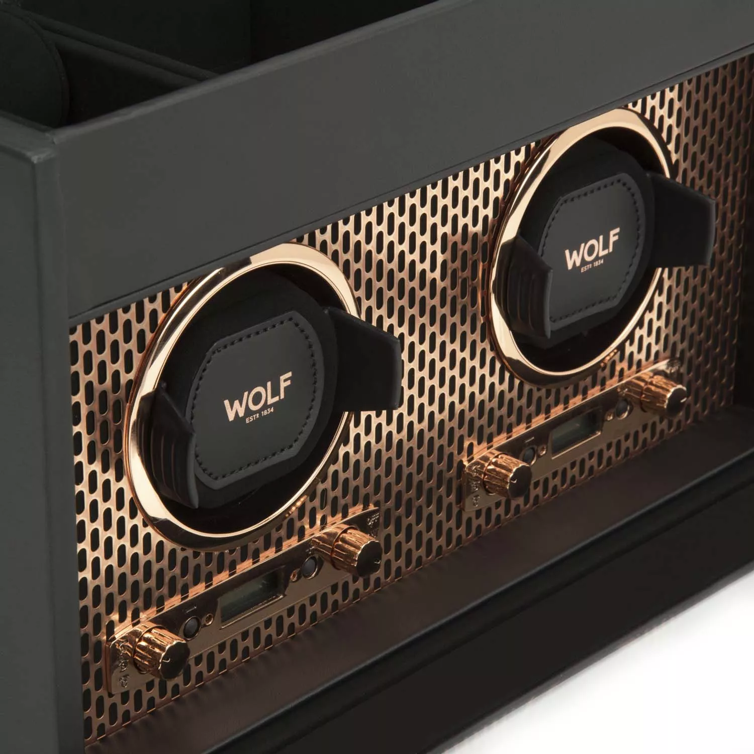 Wolf Axis Watch Winder 2 ure Sort Imiteret Læder 469316