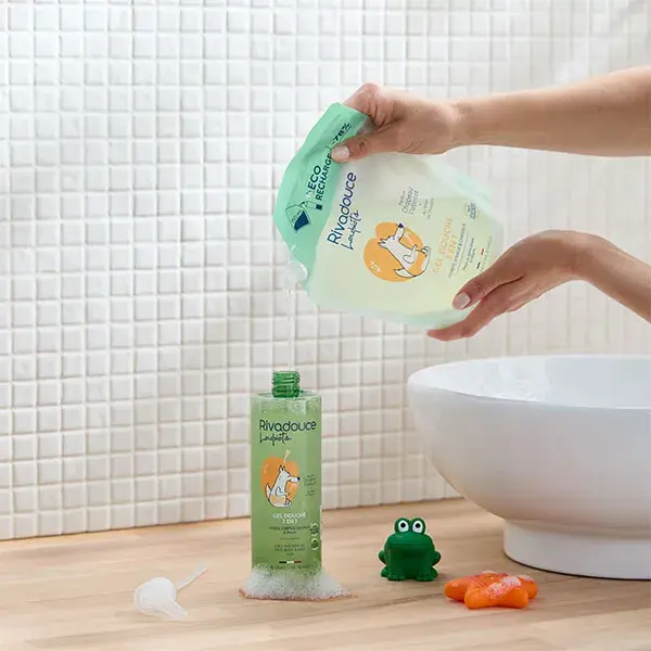 Gel de Banho Infantil 3 em 1 Rivadouce, Aroma de Damasco, 750ml