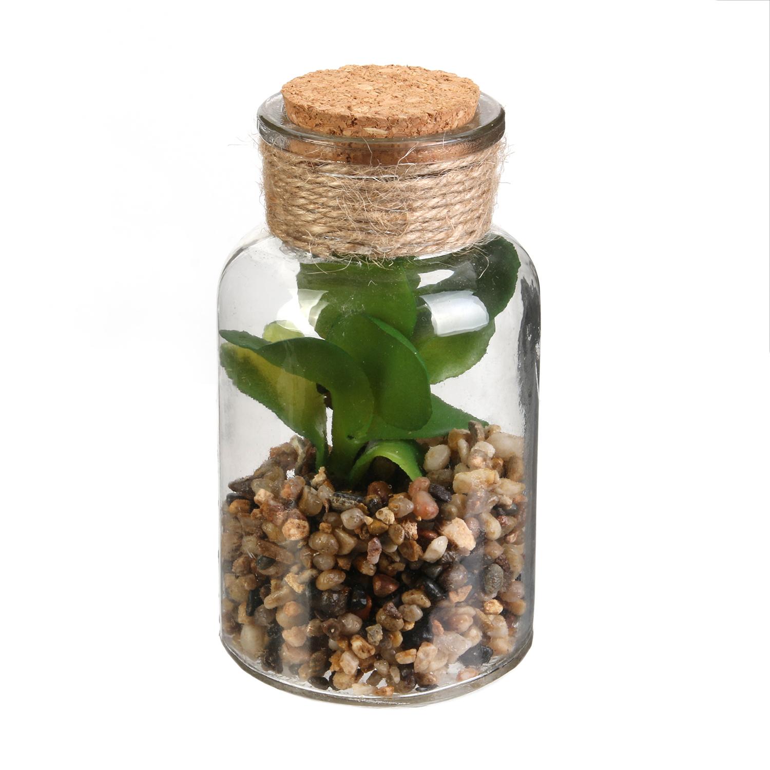 PLANTE ARTIFICIELLE FIOLE VERRE 13CM