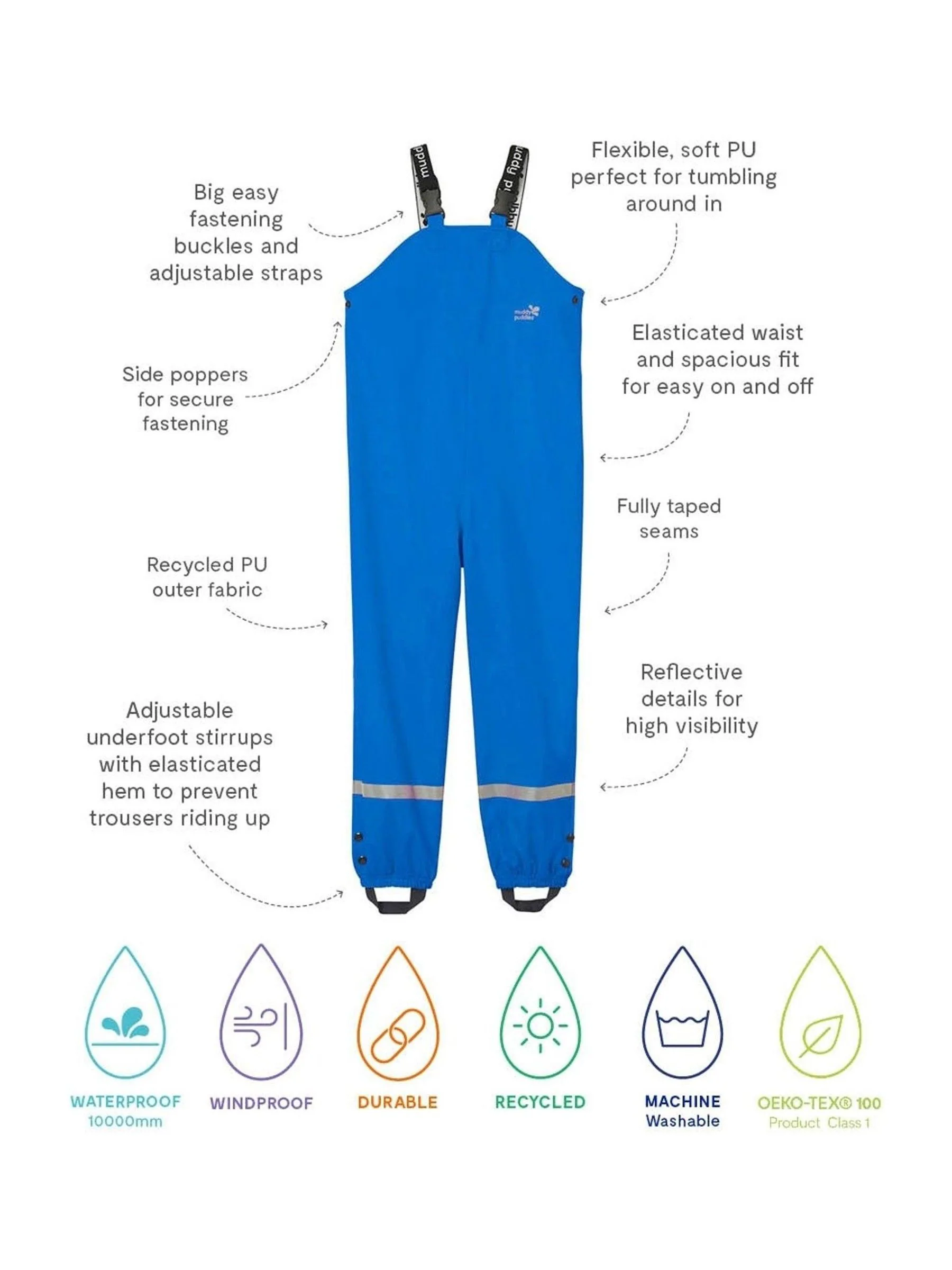 Blauw - Muddy Puddles - Waterdichte tuinbroek voor regendagen