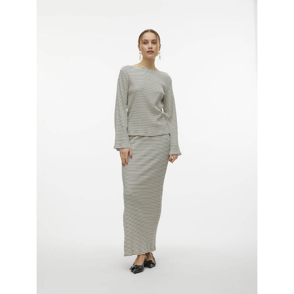 VERO MODA<br>Camiseta canelada listrada