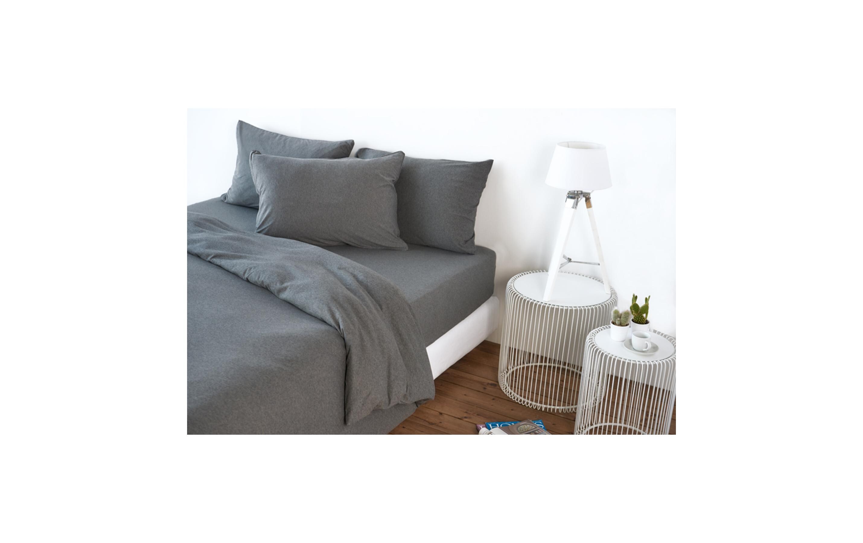 Bettwäsche-Set, 160 x 210 + 50 x 70 cm, Melange/AnthrazitBettwäschegarnitur aus 100% Baumwolle