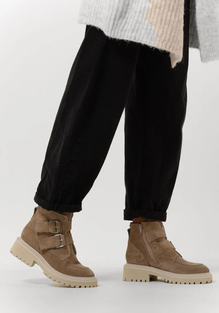 NUBIKK taupe nubikk biker boots frankie finch