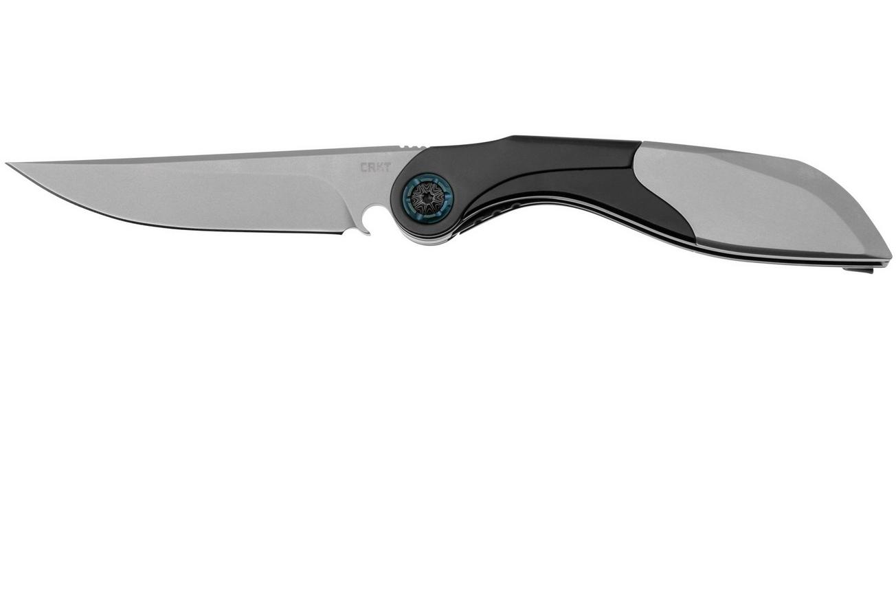 CRKT Fial 5670 Bead Blast 12C27, Black Gray Stainless Steel, zakmes met kurkentrekker, Princeton Wong design