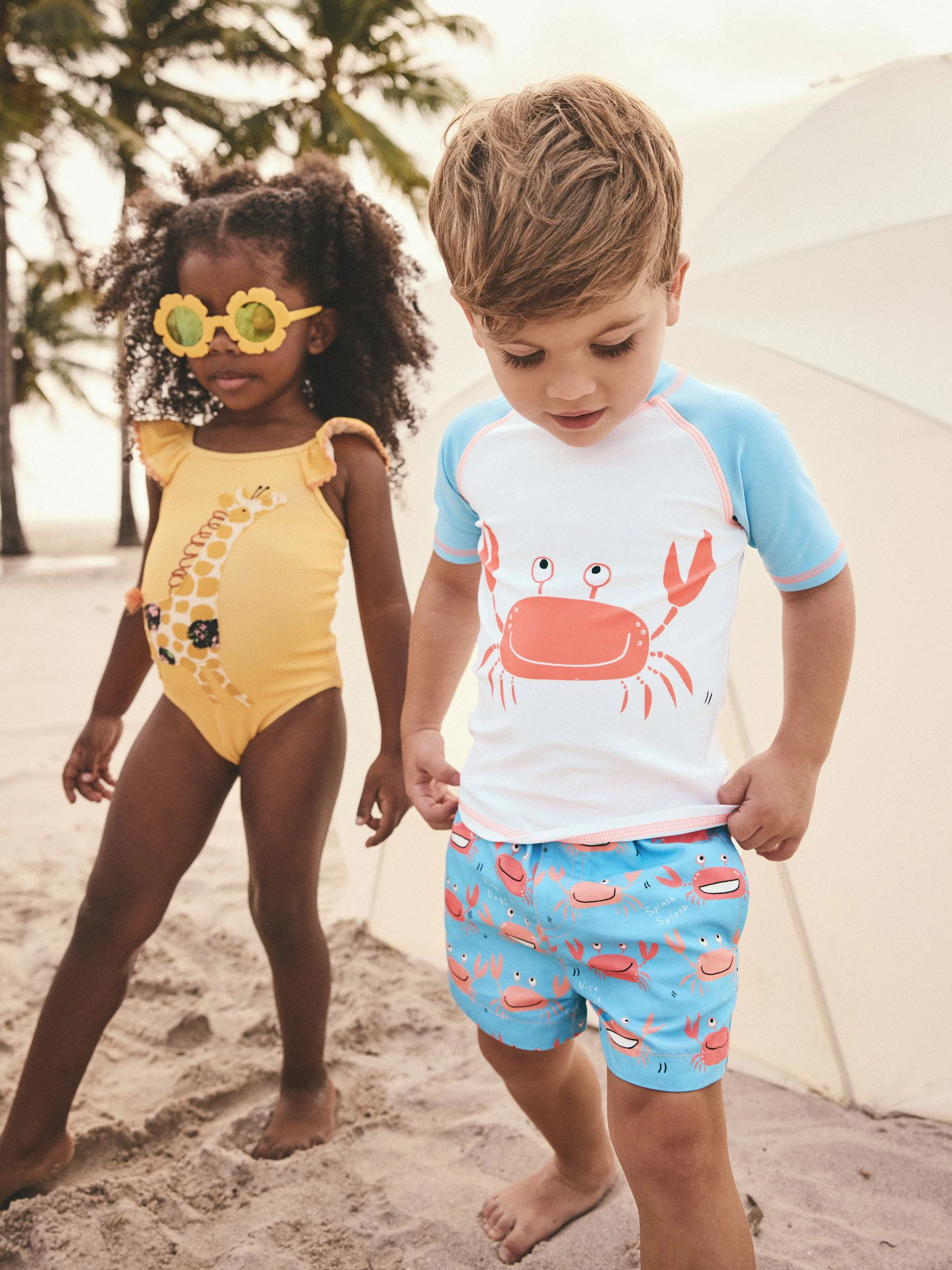 Blauw-witte krab - Set van surfhemdje en shorts (3 mnd - 7 jr)