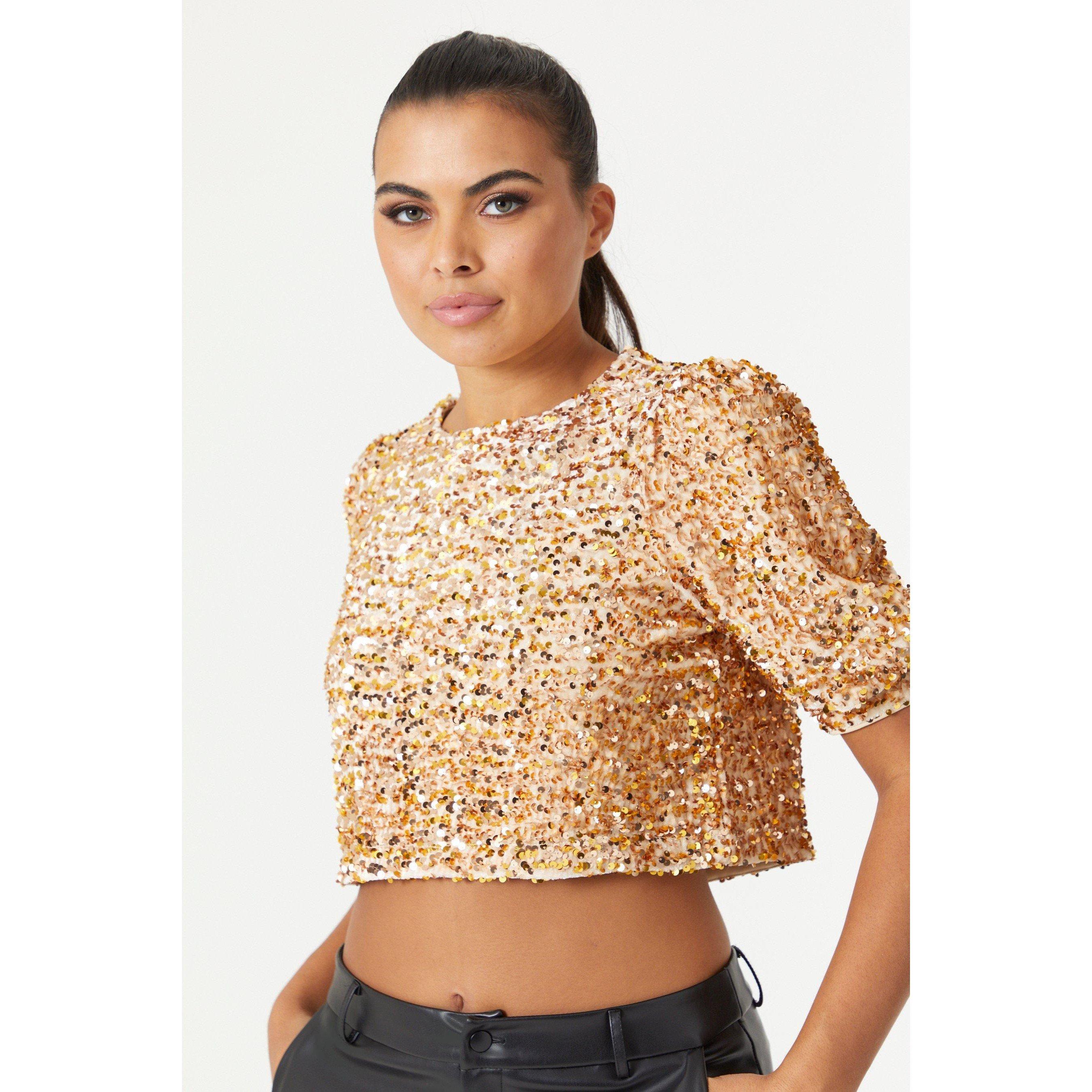 Be You Ladies Sequin Crop Top
