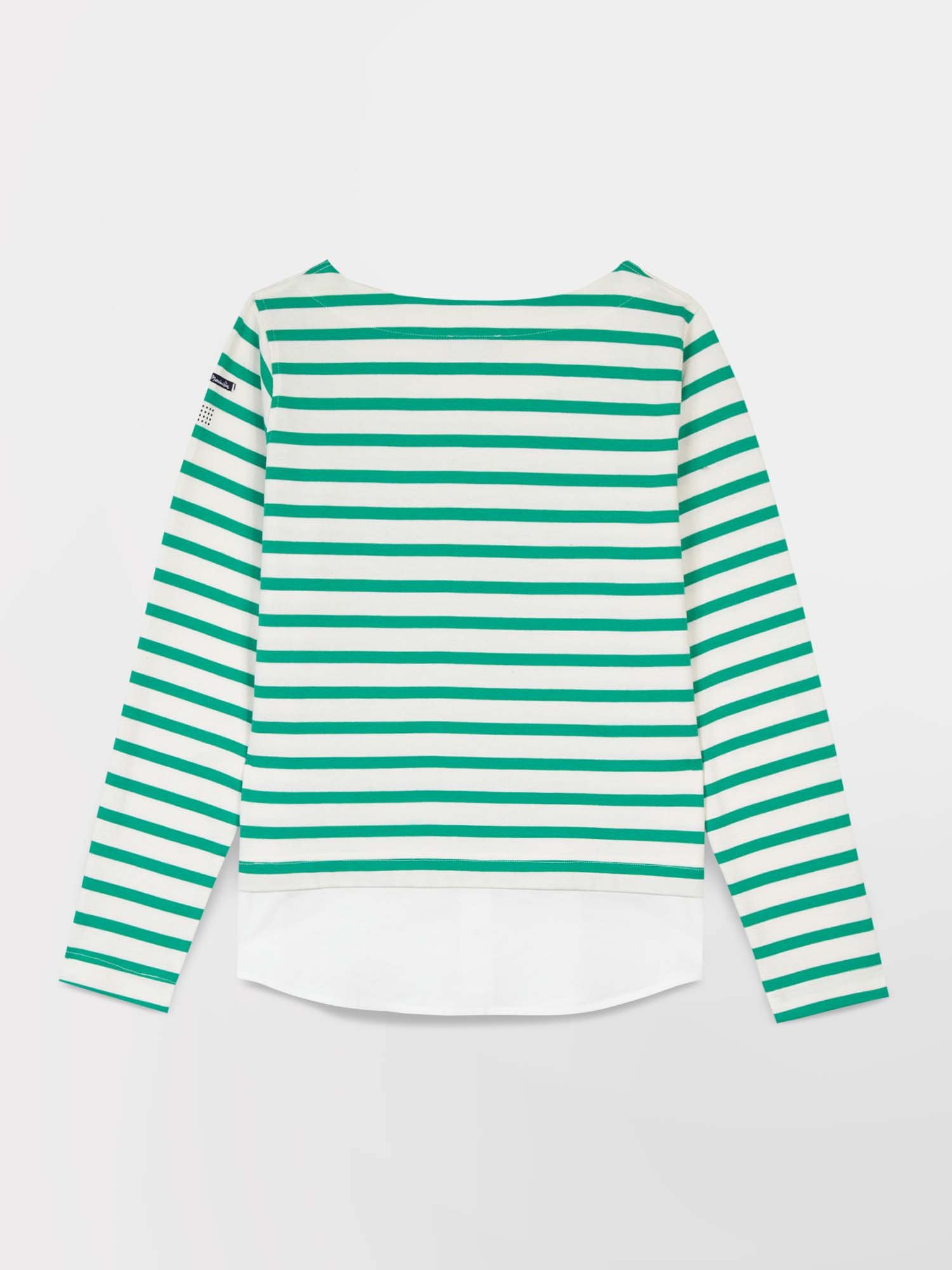 Sweat Femme Marinière Coton Blanc et Vert