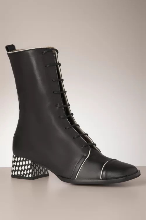 Nemonic Liberty Lace Up laarsjes in zwart