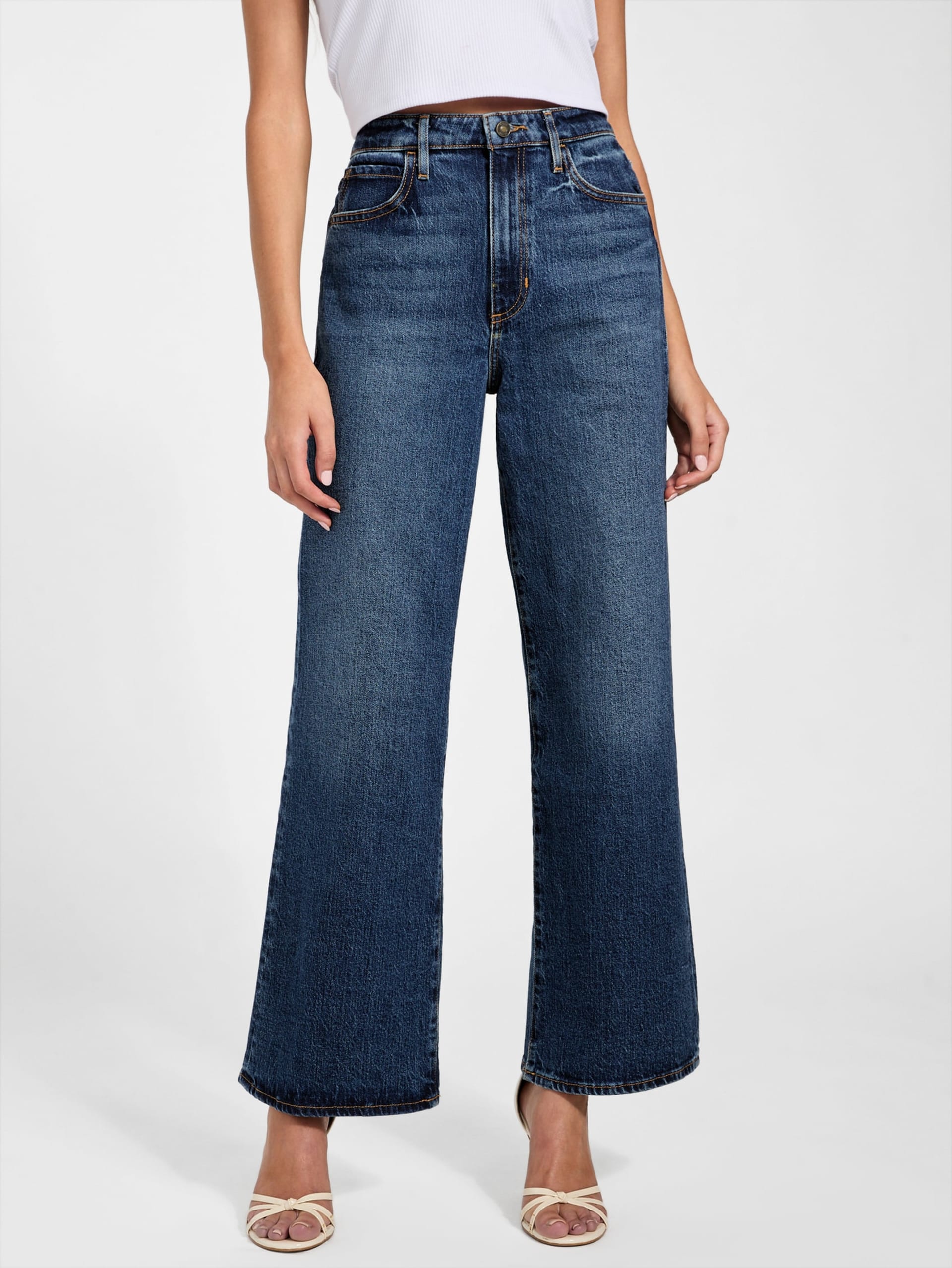 Calça jeans ecológica de perna larga