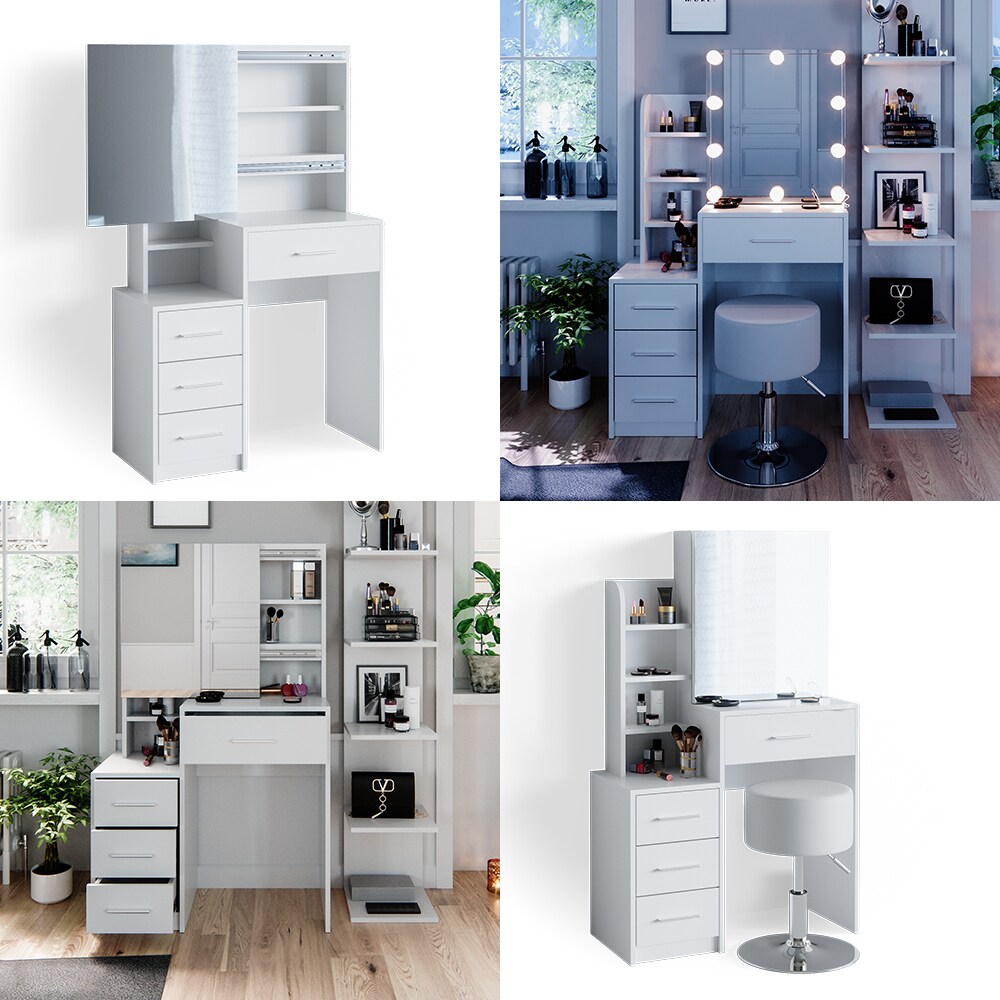 Vicco Schminktisch Frisiertisch Schminkkommode Conrada + LED-Beleuchtung Kommode