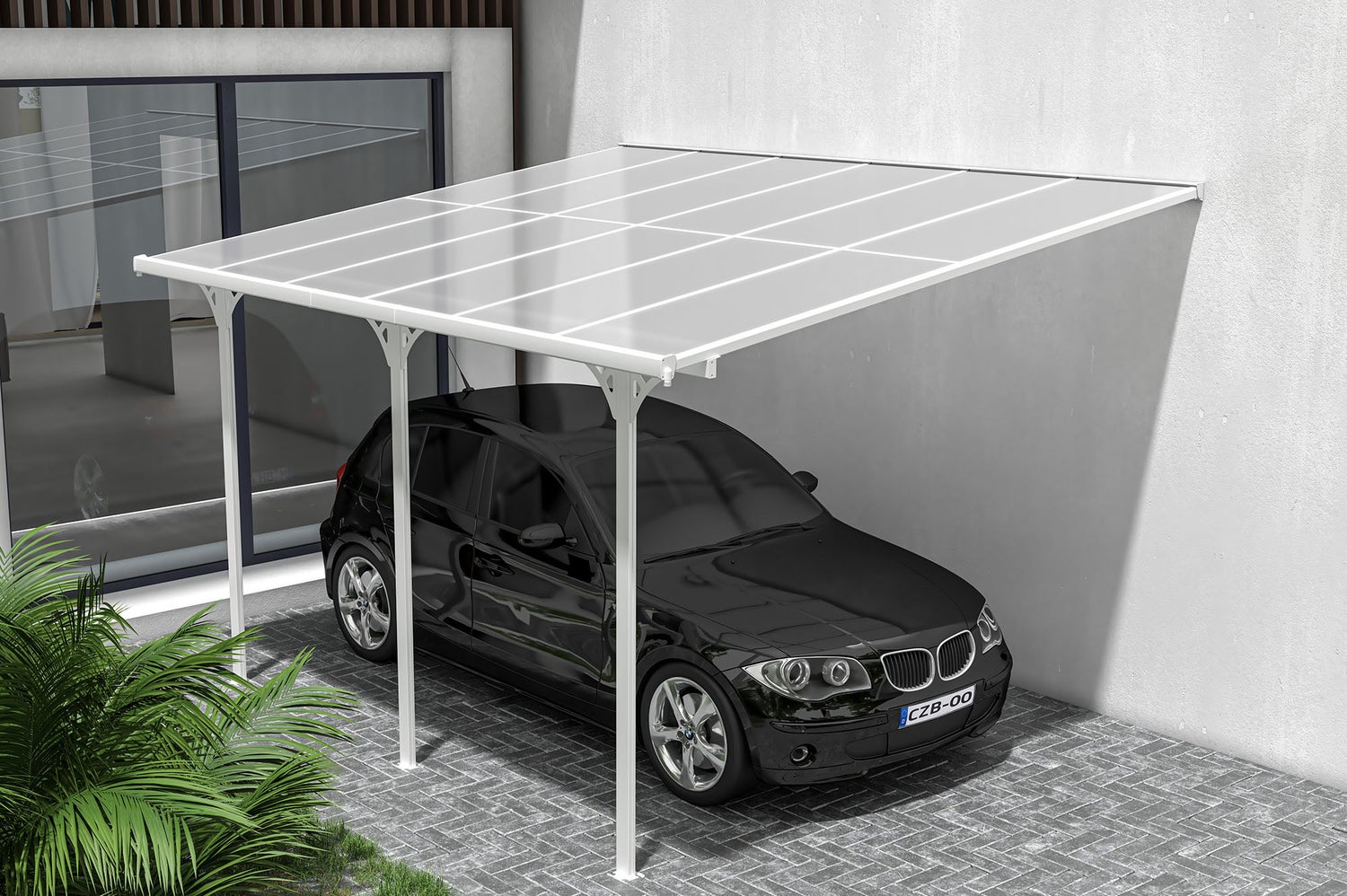 Terrasoverkapping/carport KLEO 400L300 aluminium wit