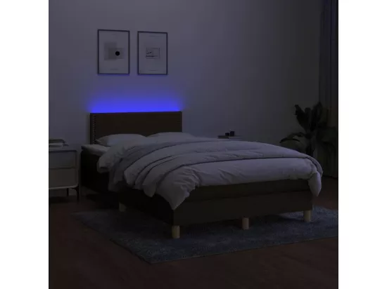 Sommier tapissier matelas et LED Marron foncé 120x200 cm Tissu