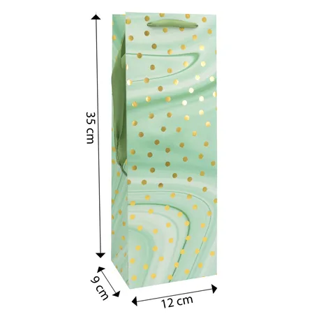 Idena Flaschentasche Dot/grün 12x35x9cm FSC-Mix