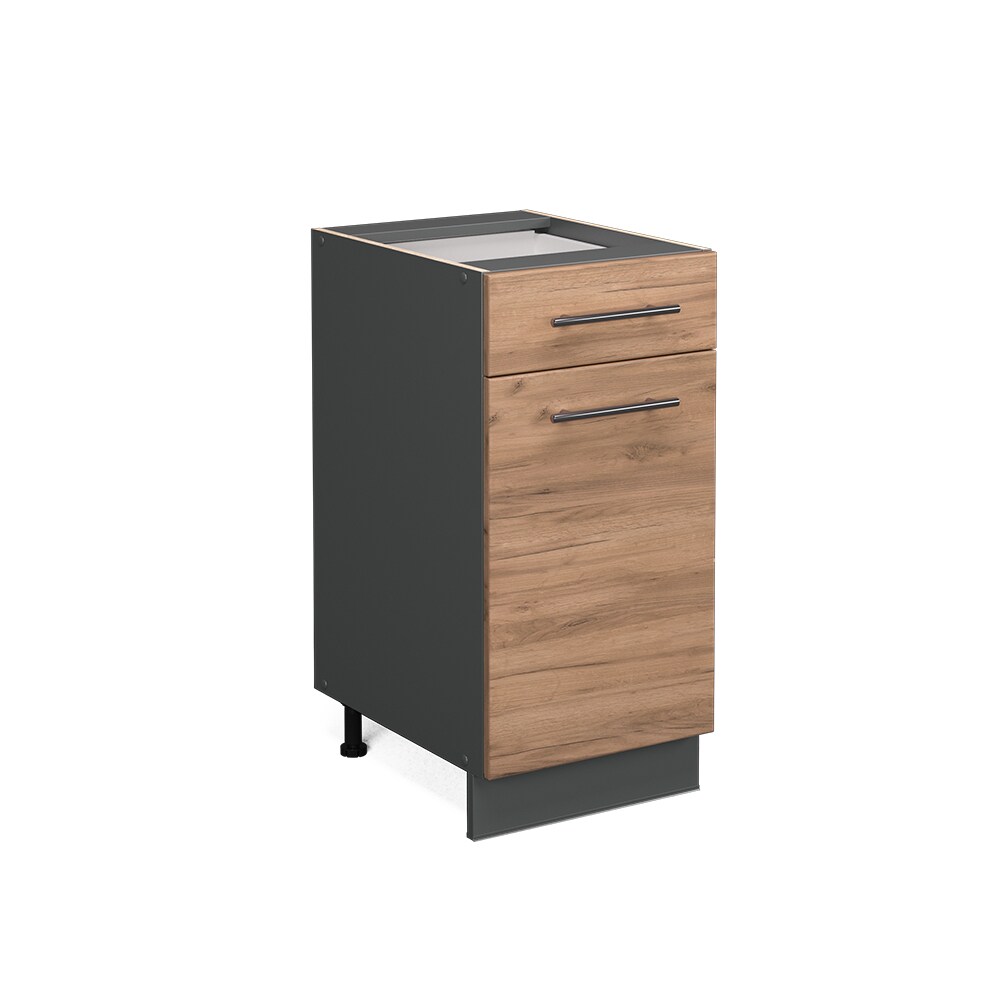 Vicco Schubunterschrank Küchenschrank Küchenmöbel Fame-Line Anthrazit Eiche modern 40 cm Küche Einbauküche Drehtür Schublade Einlegeboden Blende Küchenzeile