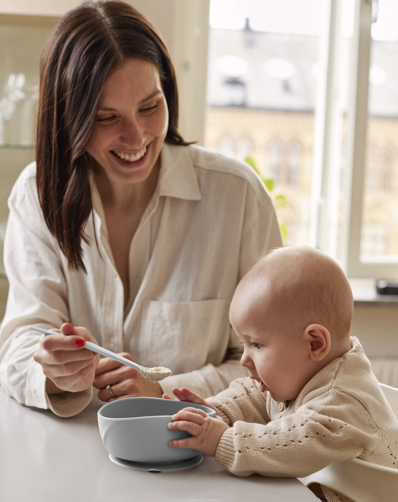 Silikon-Löffel EVERYDAY BABY - EAT & LEARN 2er Set in grau