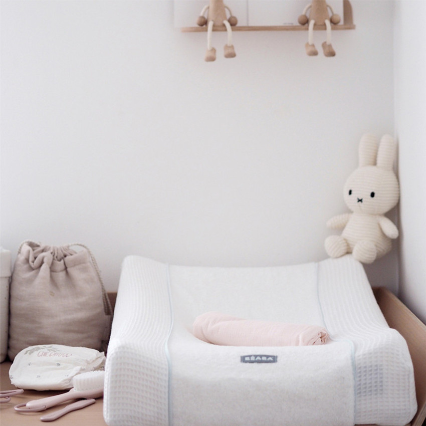 Housse de matelas à langer bimatière en coton bio Sofalange - Blanc