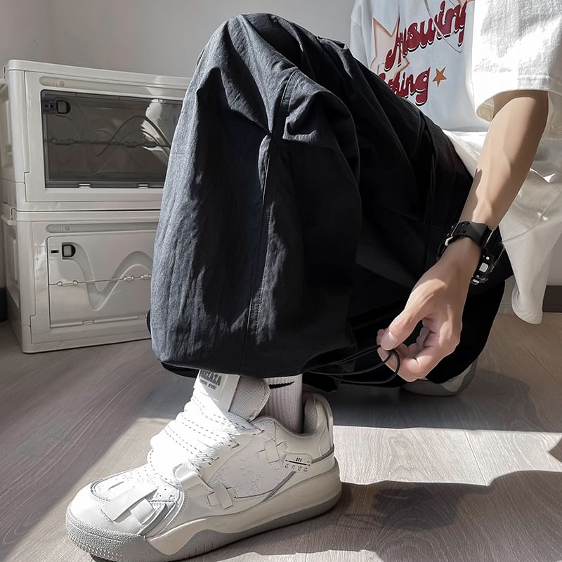 Mimiyox - Cargo Parachutebroek met wijde pijpen en een effen middenhoogte