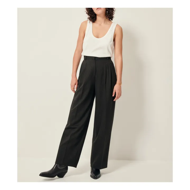Sessùn Pantalon Emile Rayures Laine et Fibres Recyclées | Gris