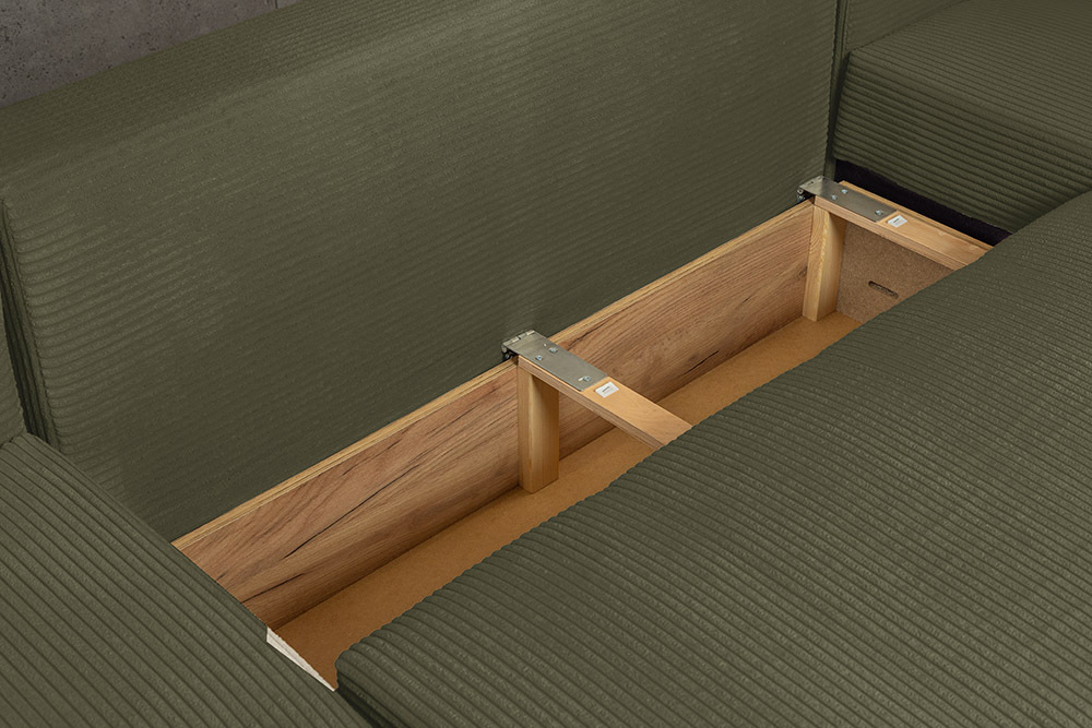 XXL Wohnlandschaft LODGE 315cm grün Cord Sofa mit Schlaffunktion und Stauraum