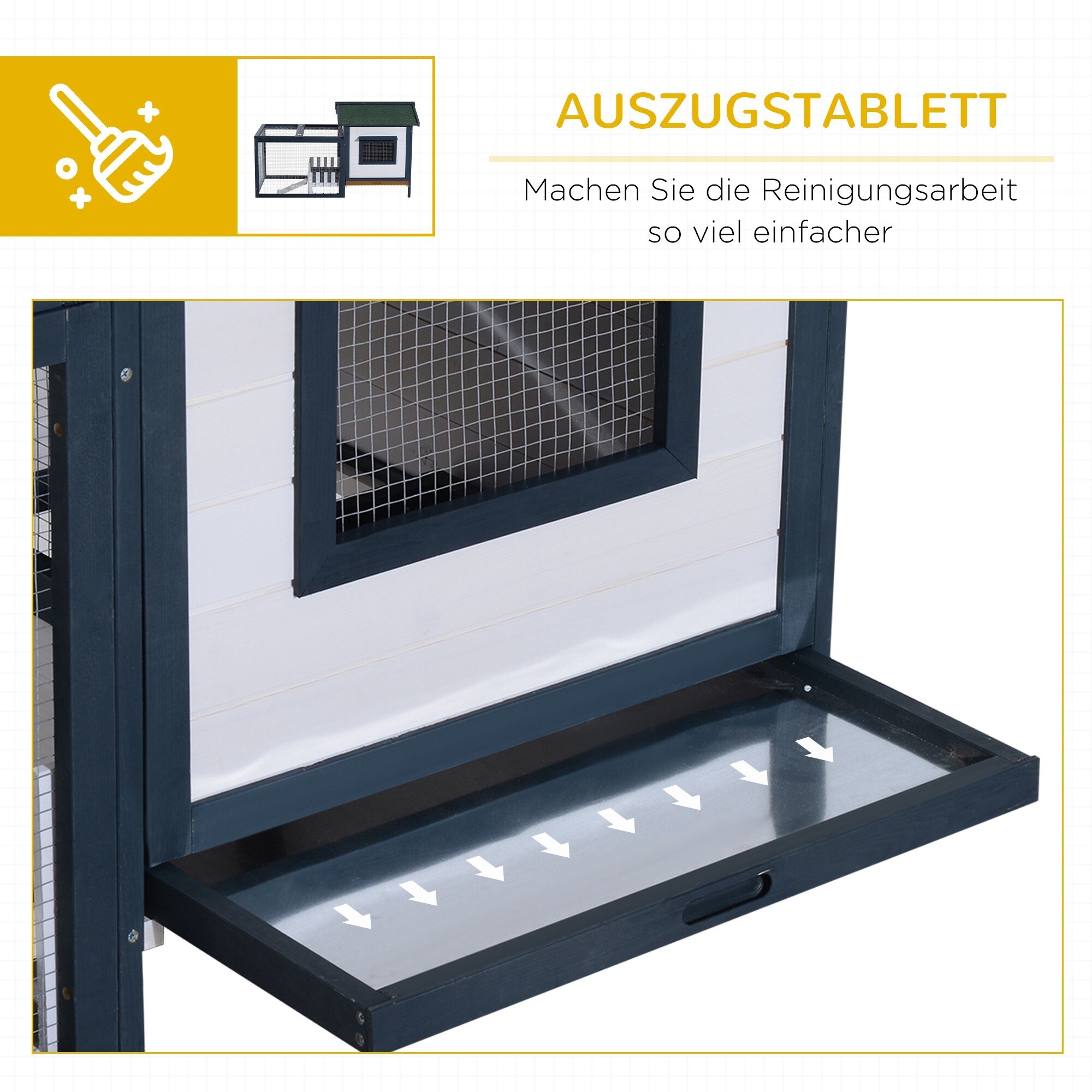 PawHut Meerschweinchenstall mit Freigehege grün, weiß 151 x 78 x 84 cm (LxBxH)