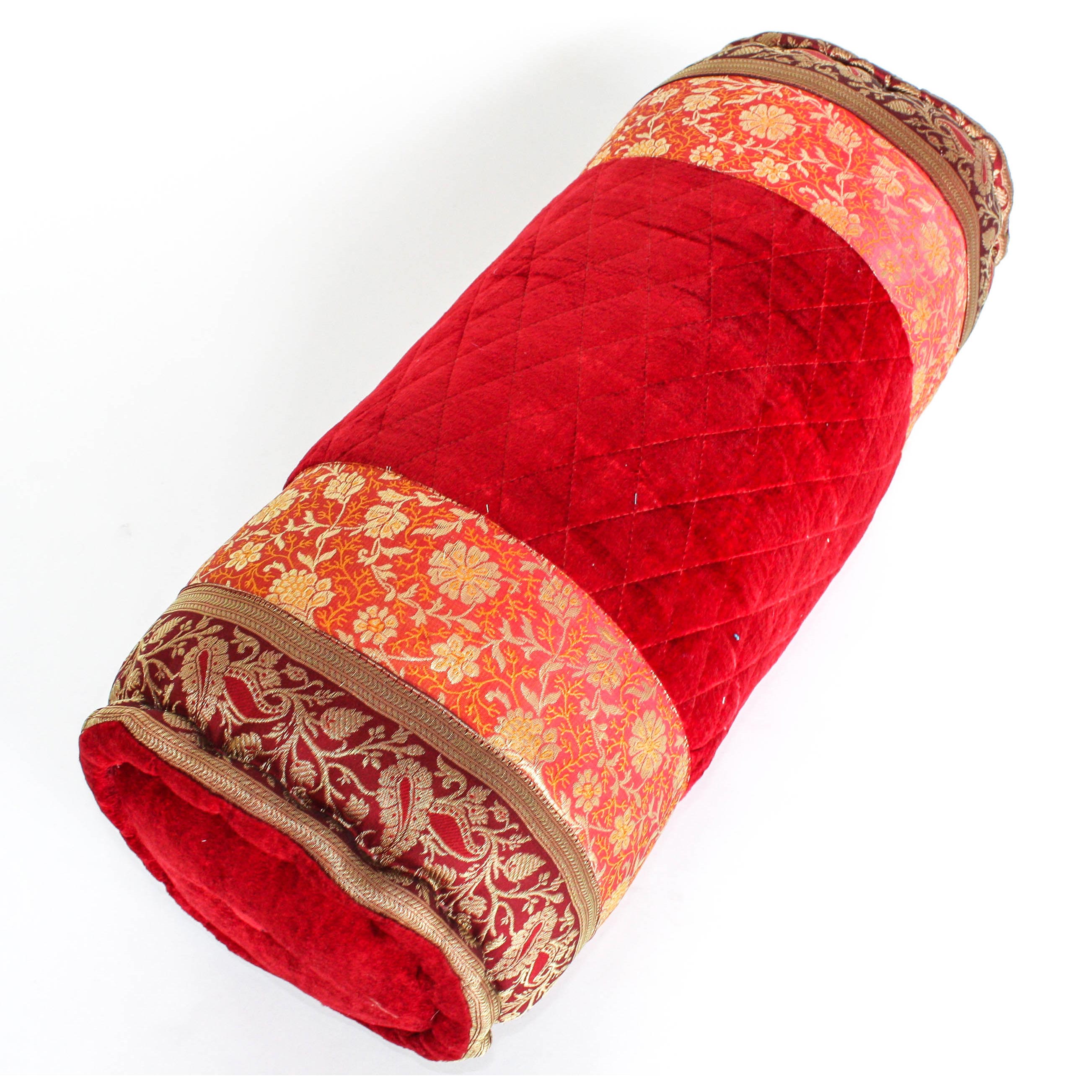Kissenrolle, rot/gold, B 52 cm, Ø 20 cm von fischer's lagerhaus