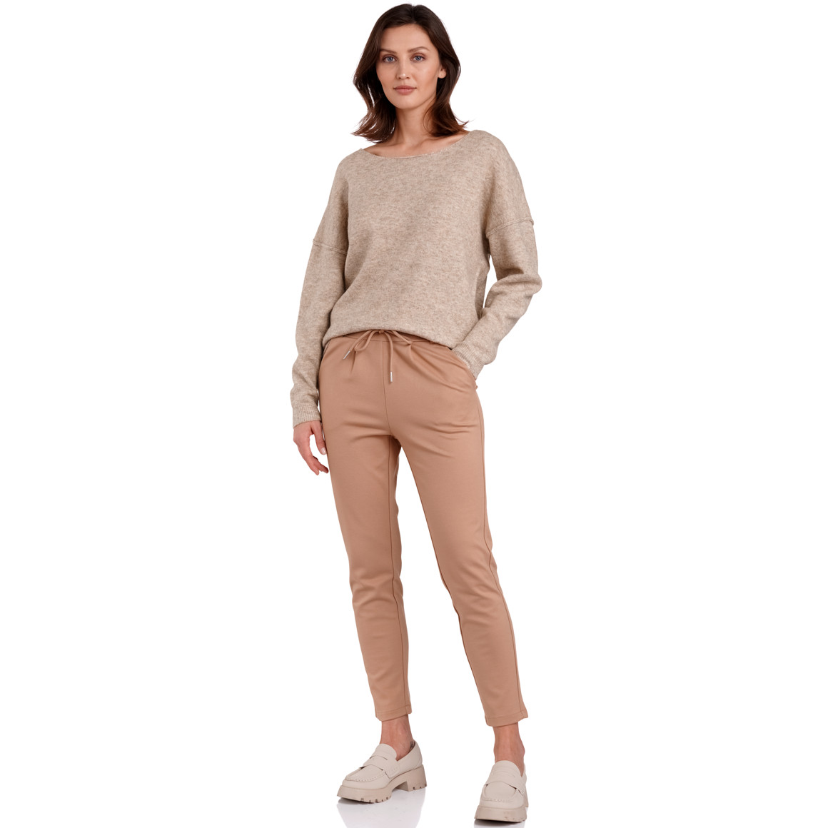 Jonas Nielsen Damen Strickpullover mit U-Boot-Ausschnitt beige