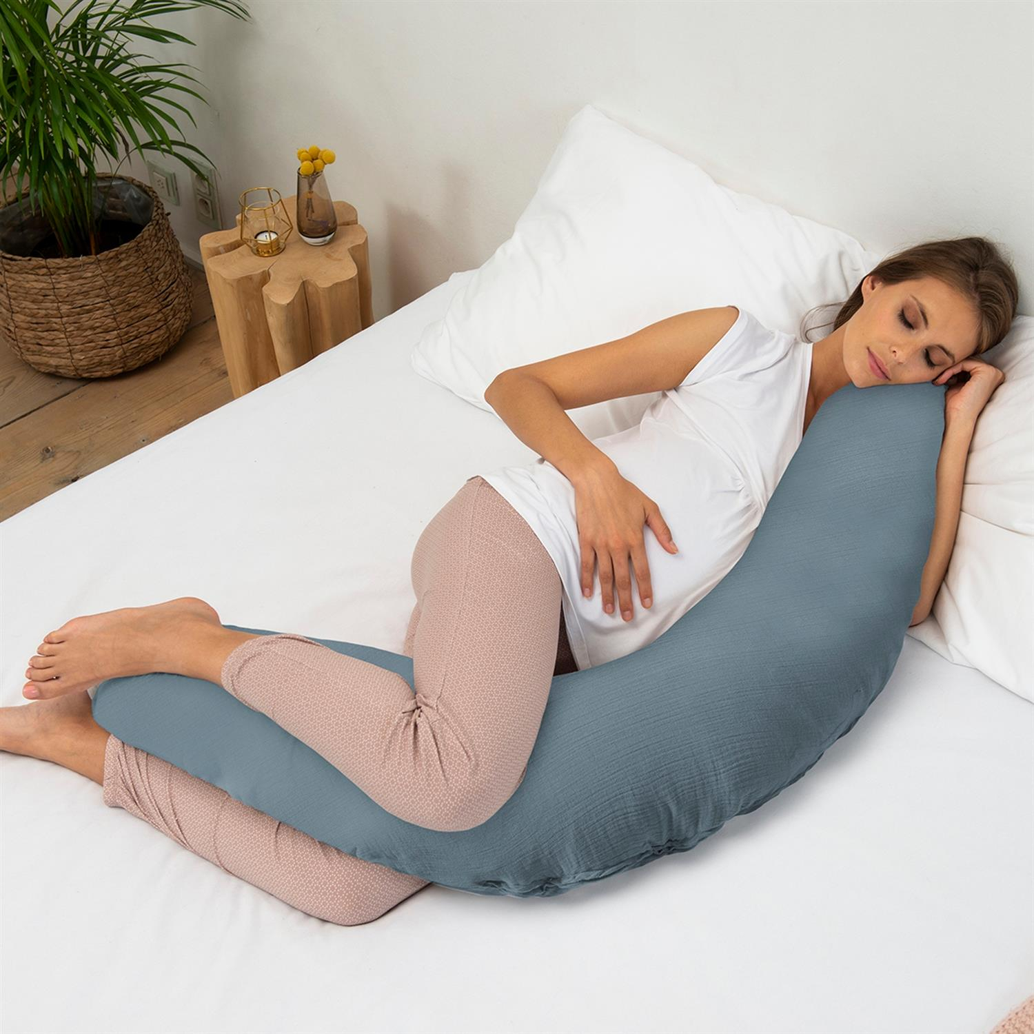 Comfy Big Stillkissen Schwangerschafts Seitenschläfer Kissen Stützende Lagerungsrolle (D35001023) - Blau