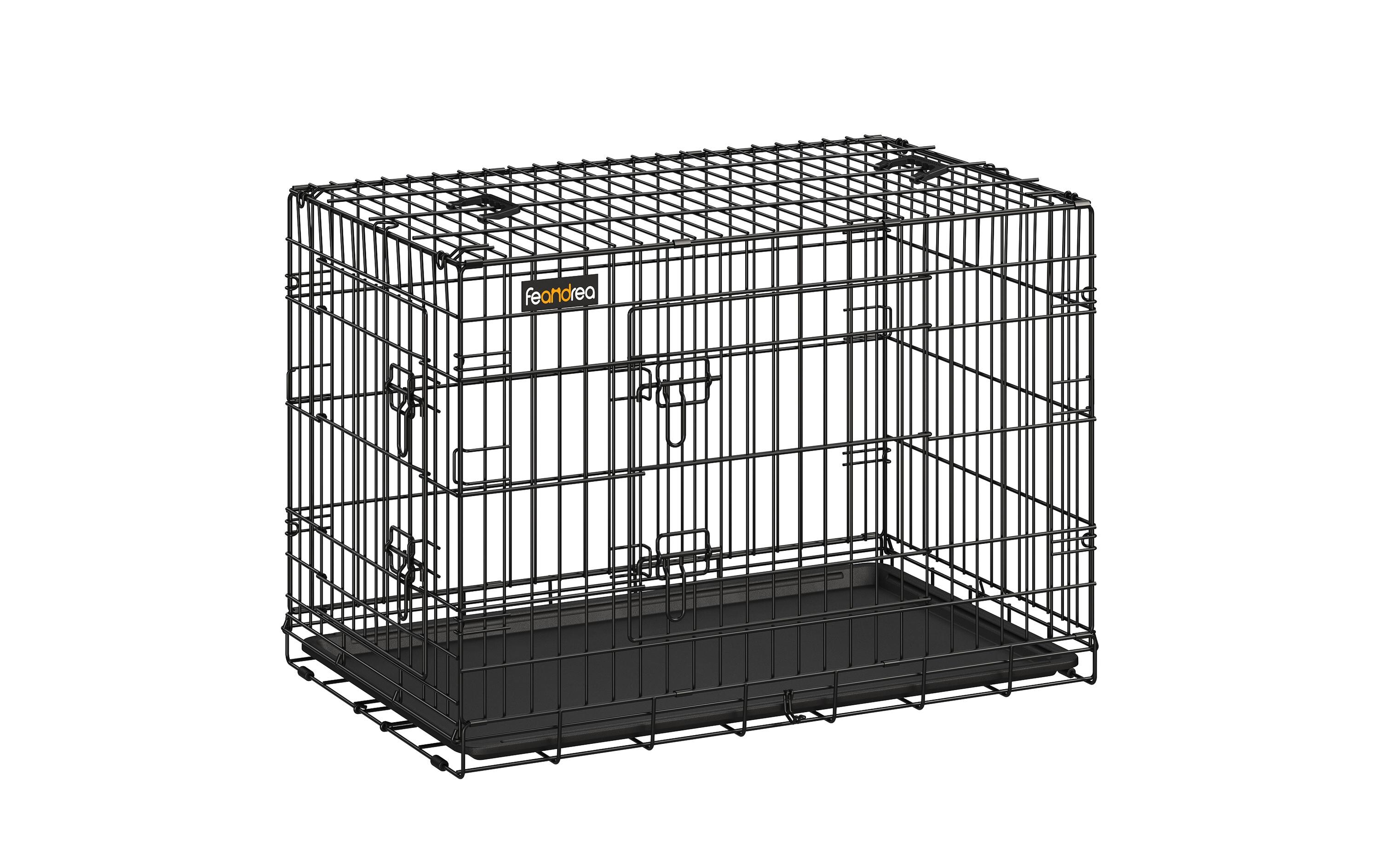 Hundekäfig mit 2 Türen, 92.5 x 57.5 x 64 cm, SchwarzHundebox