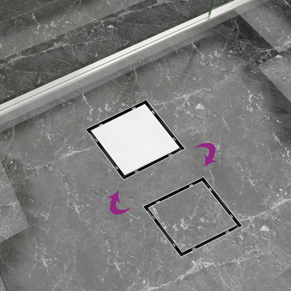 Drain de douche avec couvercle 2 en 1 23x23 cm acier inoxydable