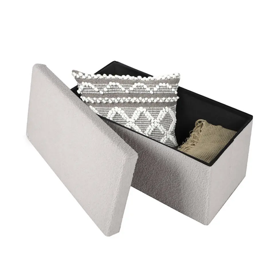 Urban Living poef/hocker/opbergbox - lichtgrijs - 76 x 38 x 38 cm
