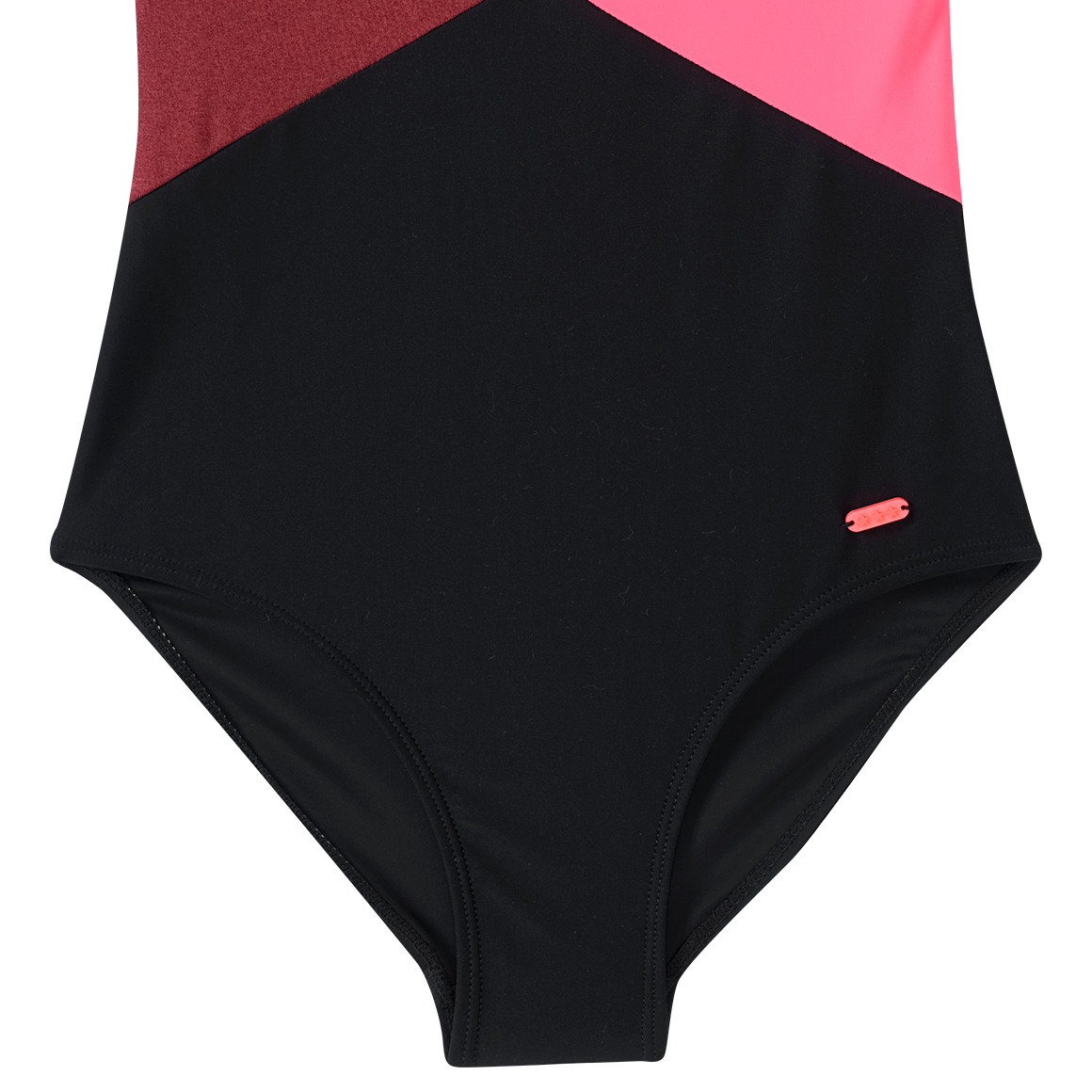 Yigga Mädchen Badeanzug mit Ringerrücken schwarz / dunkelrot / pink
